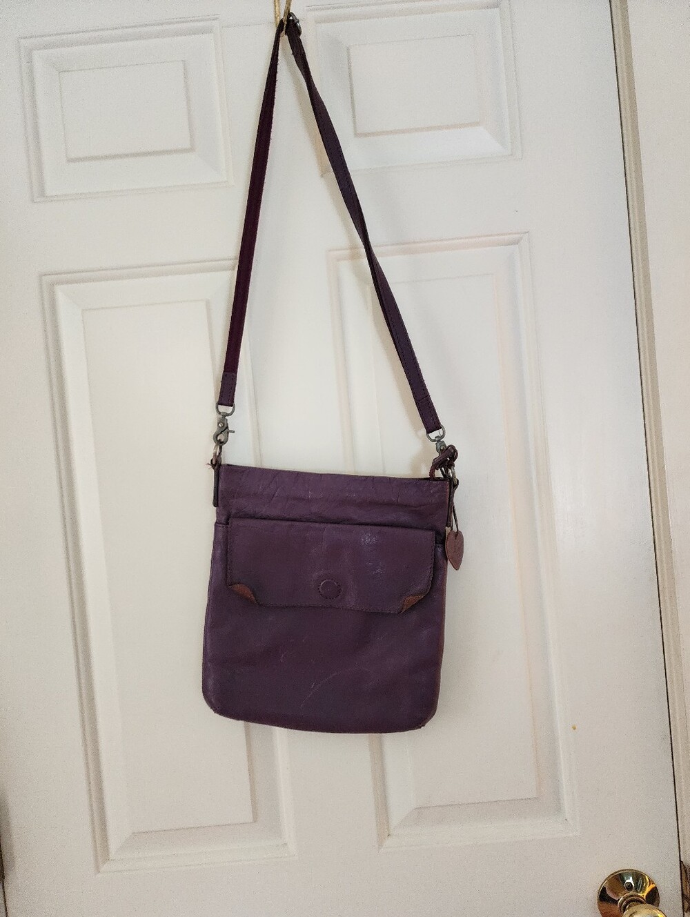 White Stuff Purple Leather Crossbody Bag
